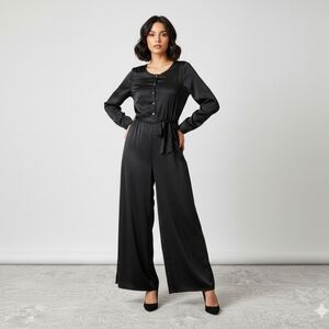 Verona Women's Wide Leg Jumpsuit, Black - Medium | Modest Wear